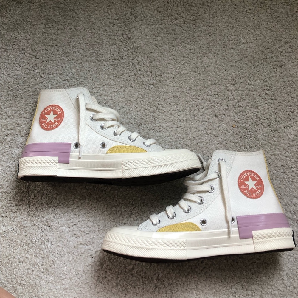 Converse Chuck Taylor White and Purple High-Top Sneakers